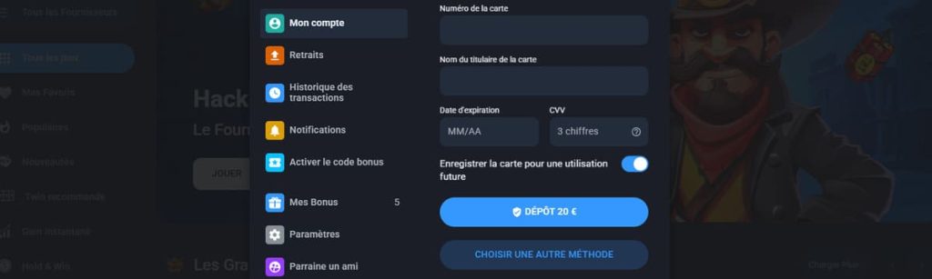 Twin Casino informations bancaires