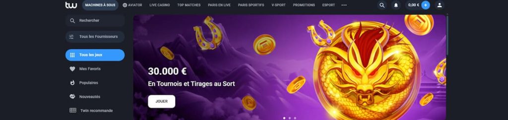 Twin Casino page accueil